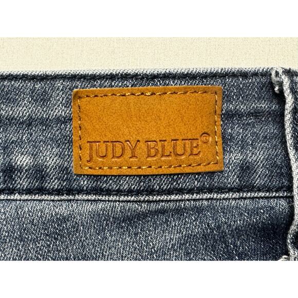 Judy Blue Women's Cuffed Button Fly Blue Stretch Denim Jeans - Size 27x3.5 - Picture 3 of 5